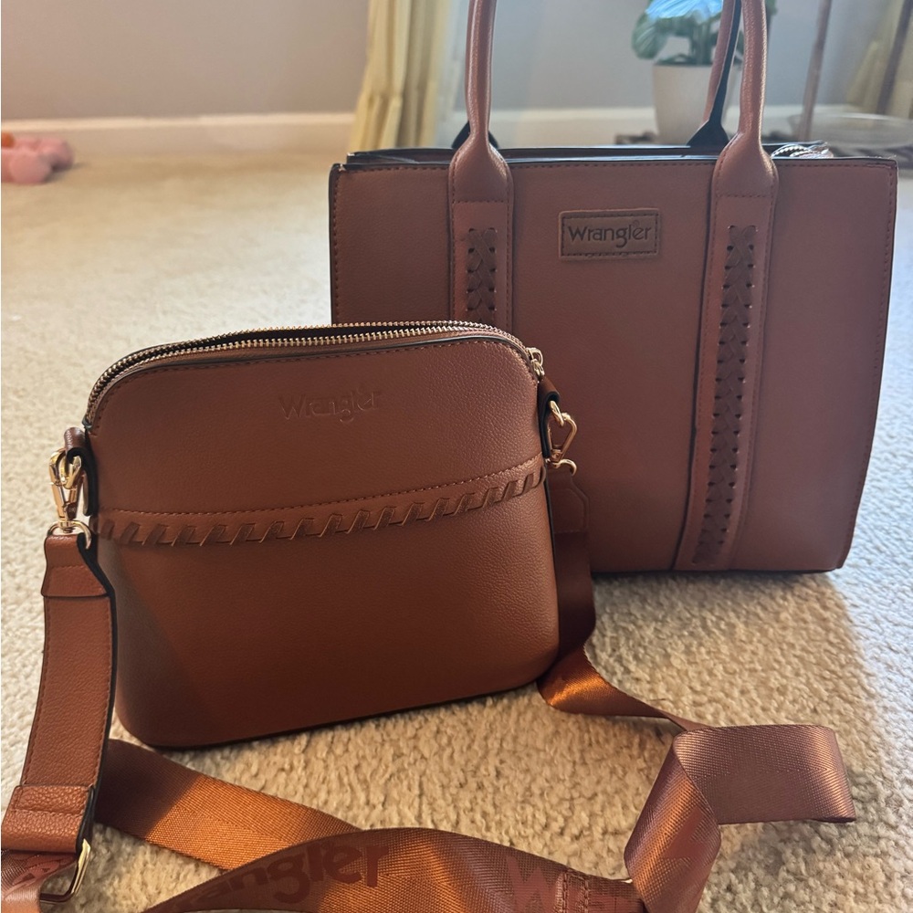 Wrangler Tan Crossbody and Tote Bag Set